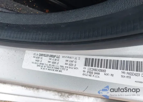 2012 Chrysler 200 Lx z USA, uszkodzony, nr VIN 1C3CCBAB6CN296069